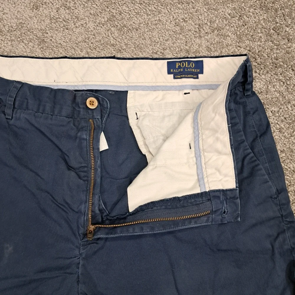 Polo Ralph Lauren Mens Stretch Classic Fit Chino Shorts Navy Blue Size 36